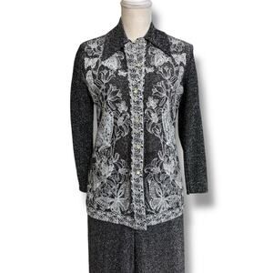 Vintage Black & Silver Metallic Pant Suit Size 7/8